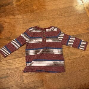 Old Navy Kids‎ Boys Long Sleeve Striped Henley Shirt 12 18 M Burgundy Blue White
